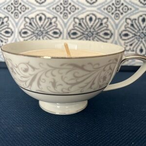 Elegant Antique White Teacup Candle